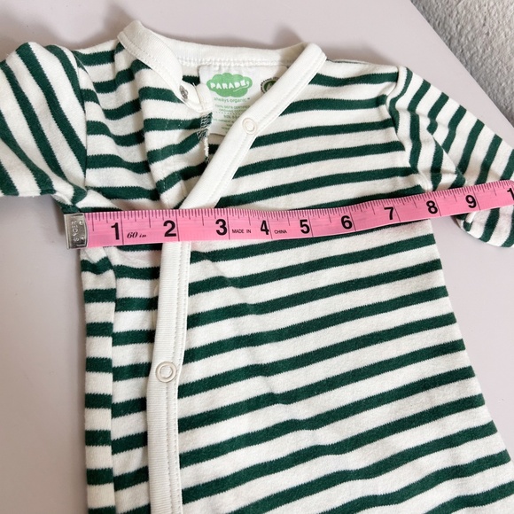PARADE Organics hunter green striped Kimono Snap Infant Sleepsack Gown 0-3 month - Picture 8 of 10
